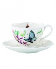 Spring is perpetually in season with whimsical Butterfly Meadow dinnerware. Dishes like these porcelain cup and saucer boast colorful blooms and butterflies that mingle on beautiful porcelain for a sweet, breezy scene that's made to mix and match. Qualifies for Rebate
