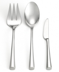 Slender, elongated handles and a brilliant shine combine for a sleek, sophisticated hostess set. Set includes: butter knife, serving fork and pierced tablespoon.