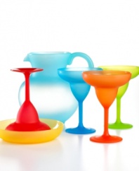Al fresco fiesta. This colorful margarita set entertains parties of four with practically indestructible drinkware and serving essentials to create and enjoy yummy frozen cocktails. A must for summer from The Cellar.