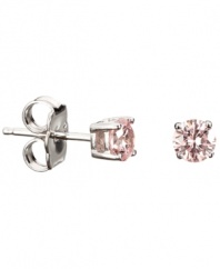Lovely and ladylike. She'll look just like a grownup in CRISLU's pretty pink stud earrings. Princess-cut cubic zirconias (1/2 ct. t.w.) shine within a platinum over sterling silver setting. Approximate diameter: 4 mm.