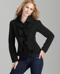 Romantic ruffles dress up this fitted jacket from Style&co. Perfect for taking jeans and tees to the next level of chic!