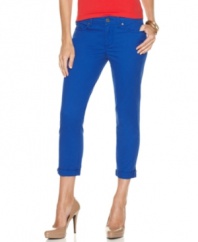 Make a statement in these chic blue jeans from Calvin Klein Jeans. The cropped, skinny leg is so flattering, especially with platform wedges!