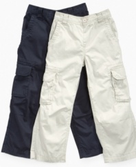 Comfy and convenient, these cargo pants from Greendog will be his go-to favorites for school and play.