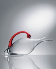 This alluring piece marries the fine engineering of Eisch breathable glassware with sophisticated modern style. A smooth bulb shape reminiscent of a graceful duck and a crimson glass handle lend intrigue to any table. Eisch's trademarked No Drop Effect© keeps wine from dripping outside the decanter, while its easy-pour design ensures proper aeration. Holds 50 oz. (Clearance)