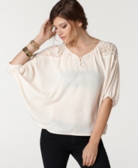 Lightness and lace gives this boho-style Bar III top a sweet spin -- perfect for a day-to-night look!