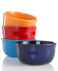 Ribbed accents and a bright pop of color are sure to reinvigorate your entertaining style. Mix and match with other Fiesta collections. Made of fully vitrified china with lead & cadmium-free glaze in USA.