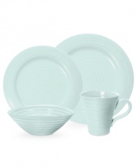 From celebrated chef and writer Sophie Conran comes incredibly durable dinnerware for every step of the meal, from oven to table. A ribbed texture gives the Celadon 4-piece place settings a charming look of traditional hand thrown pottery. Shown in white.