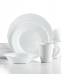 Great white. With the incredible durability of Corelle and a fresh white sheen that's endlessly versatile, the Shimmering White dinnerware set has all the makings of a perfectly put-together casual table.