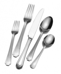 More is more with Wallace's Arlington flatware set. Service for 12 and tons of extra entertaining essentials share a deco handle design in polished stainless steel designed for everyday use.