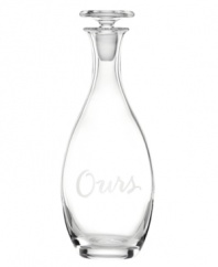 Share a bottle of wine with the simply beautiful Ours decanter from kate spade new york. Luminous crystal is elegantly etched to complement Two of a Kind drinkware. Cute for newlyweds!