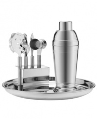Conquer every cocktail request! This classic stainless steel bar set from Martha Stewart Collection has the tools you need to mix and serve drinks with professional flair.