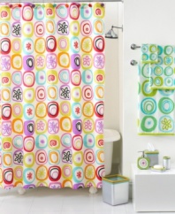 Jazz it up! A bold motif of swirls, stripes and florals in a lively palette gives this All That Jazz shower curtain a fun and carefree appeal that's full of flair.