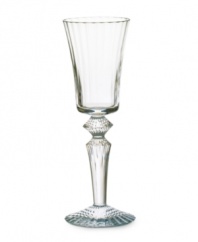 Baccarat raises a glass, elevating formal tables with the spectacularly detailed Mille Nuits wine glass. Strong lines and a beveled texture in weighty, dishwasher-safe crystal lend bold, effortless elegance to every occasion.
