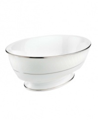 A sweet lace pattern combines with platinum borders to add graceful elegance to your tabletop. The classic shape and pristine white shade make this open vegetable bowl a timeless addition to any meal. From Lenox's dinnerware and dishes collection. Qualifies for Rebate