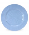 Like a blooming bed of forget-me-nots, this powder-blue porcelain dinnerware has a fresh, natural vibrance. A hand thrown texture gives the contemporary side plate the irresistible charm of traditional pottery.