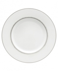 Fresh and cool in crisp white, the Silver Leaf accent salad plate delivers modern style and iconic craftsmanship. Delicate feathered platinum applied using Wedgwood's signature technique shimmers with whimsy on sleek bone china.