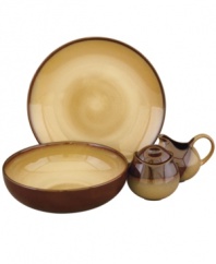 With a homespun feel in hardy stoneware, Sango's Nova Brown serveware and serving dishes set complements three meals a day with simple, versatile style. Featuring contemporary shapes dressed in an earthy glaze to match Nova Brown dinnerware.