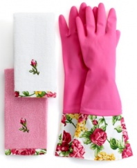 Full of life, Rose Bud Kiss fingertip towels come in pairs of pink and white with a pretty floral applique and lush printed trim in machine washable cotton. From Homewear.