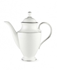 Beautiful and bridal-inspired, this white coffeepot is richly textured with a delicate floral motif and raised, beaded accents. Finished with a band of polished platinum. Qualifies for Rebate