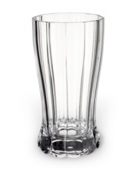 Elevate your favorite everyday beverage with this beautiful, prismatic highball glass. With a gently scalloped base and a subtle hourglass shape.