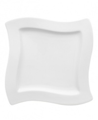 Explore new shapes for your table with this innovative square plates collection in fine white china. Distinguished by angular shapes in fluid wave designs, this salad plate creates a host of options for imaginative presentation. From Villeroy & Boch's collection of dinnerware and dishes.