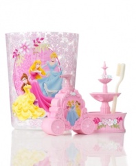 A fountain of youth from Disney's Princesses collection, this toothbrush holder brings the glitz and glamor of castle living into your little one's bath. Featuring three tiers of pink with painted blooms.