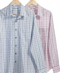 With a crisp plaid style and cool palette, you'll want this Tasso Elba shirt in both colors.