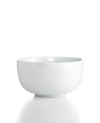 Newly updated, The Cellar's Whiteware soup bowl boasts a fresh, refined silhouette in white porcelain that's versatile and durable enough for every meal.
