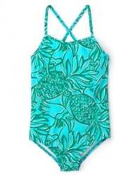 She's sure to make a splash in this tropical Lilly Pulitzer swimsuit with a perky pineapple print.