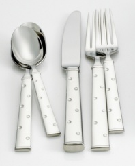 Clean lines and etched polka-dots lend whimsical charm to Larabee Dot 5-piece place settings from kate spade new york.