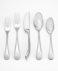 The contemporary and curvaceous Torun place settings pattern, created by a jewelry designer in 18/8 stainless steel, is lustrous on the table and wonderful in the hand. From Dansk.