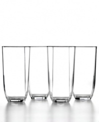 A smart solution for drinks on the patio or a table full of kids, these acrylic highball glasses from Martha Stewart Collection are easier to carry and less likely to break than glass alternatives.