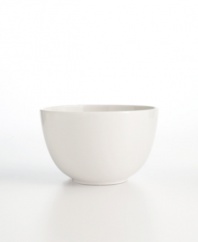 Understated styling and supreme durability make Martha Stewart Collection Whiteware ideal for everyday use. The classic shape of this rounded bowl allow it to be mixed with a variety of dinnerware and dishes.