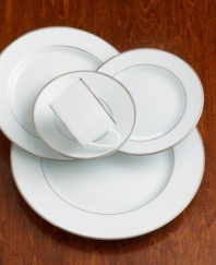 Dinner parties will never be the same. Create an elegant arrangement with these fine porcelain dinner plates from Bernardaud trimmed in platinum.