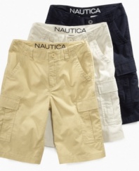Get carried away. He'll be able to carry all of his essentials with these cargo shorts from Nautica.