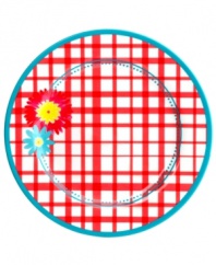 Garden party. A must for summer, melamine salad plates by Martha Stewart Collection are easy to transport and prettily patterned in flowery red gingham for festive al fresco entertaining.