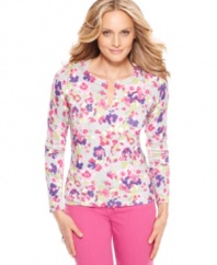 It's all about florals this season -- get the look in this cheerful cardigan from Charter Club.