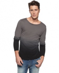 Don't let cool style fade. This long-sleeved knit shirt from INC has a slouchy fit perfect for your rugged and rumpled look.