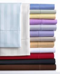 Redefine everyday elegance with these luxuriously soft, 500-thread count Pima cotton sheets. Created on dobby looms, the subtle interplay of satin and matte textures enhances the versatility of rich, solid color. Open stitching detail on the flat sheet hem adds a delicate, tailored finish.