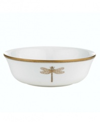 Adorned with delicate beetles and dragonflies, this classically shaped fine china all-purpose bowl combines simple elegance with casual style. The gold wing border makes your tabletop shine with elegance while the classic shape and delicate pattern exude style.