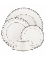 Sturdy bone china draped in delicate garlands makes Lenox Iced Pirouette place settings a flawless go-to for formal dining. Two lacy motifs in twinkling platinum create a look of antique grace and sheer femininity. Qualifies for Rebate