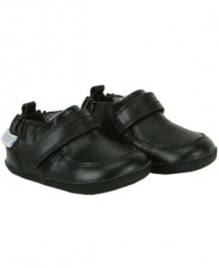 Basic black gets a starring role with these Robeez shoes made to help develop his muscles while keeping him comfy.