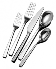 Shiny chic, the Luxor flatware set streamlines tables for casual dining. Squared handles taper at the neck for a clean, fluid silhouette while ovular bowls offer spoonfuls of modern elegance.