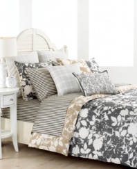 A soft, modern accent, the Mont Clair sham design features charcoal embroidery in a grid and stripe pattern over ivory cotton canvas. The edges are trimmed with delicate knots on two sides for a unique finishing touch. (Clearance)