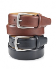 A classic for you contemporary look. These leather belts from Tasso Elba complete your workweek look.