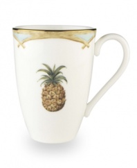 Combining the exotic lushness of the tropics with classic British style, this china collection stirs romantic thoughts of overseas adventures. Serve piping hot coffee in this cozy mug. Choose from three richly detailed designs – shutter, bamboo or trade winds. A thin rim of gold lends a brilliantly elegant touch. Qualifies for Rebate