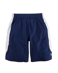 Ultra-breathable, silky woven microfiber is the perfect choice for an athletic short, styled in a relaxed silhouette with cool athletic detailing.