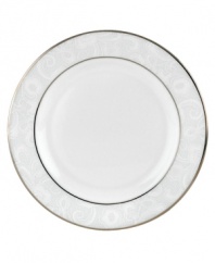 A sweet lace pattern combines with platinum borders to add graceful elegance to your tabletop. The classic shape and pristine white shade make this bread and butter plate a timeless addition to any meal. From Lenox's dinnerware and dishes collection. Qualifies for Rebate