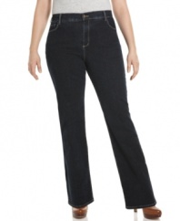 Get a sleek look in Not Your Daughter's Jeans' plus size boot cut jeans, featuring a control panel for a flattering shape.