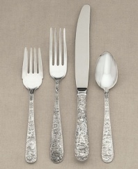 Elegant Kirk Stieff flatware is designed with the unsurpassed standards of excellence that have made it an American tradition. The Repousse place settings collection is a grandly flourishing style, ornately sculpted in dazzling sterling silver. Qualifies for Rebate